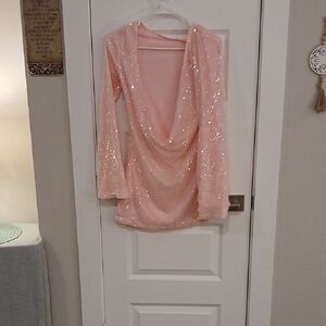 Elegant Pink Long Sleeve Dress